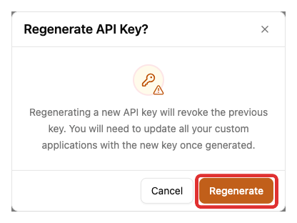 Confirm API key regeneration