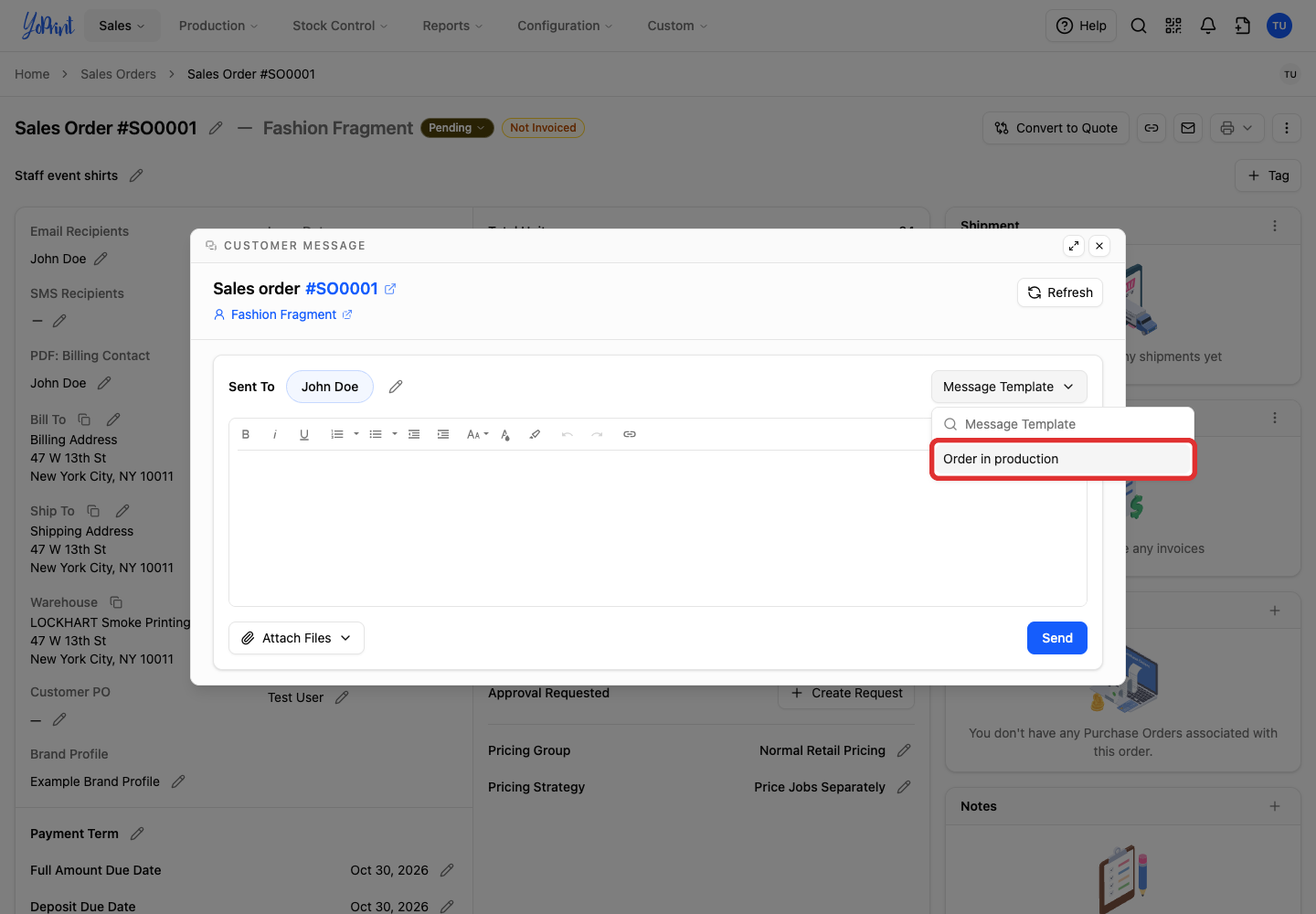 Choose Order in production