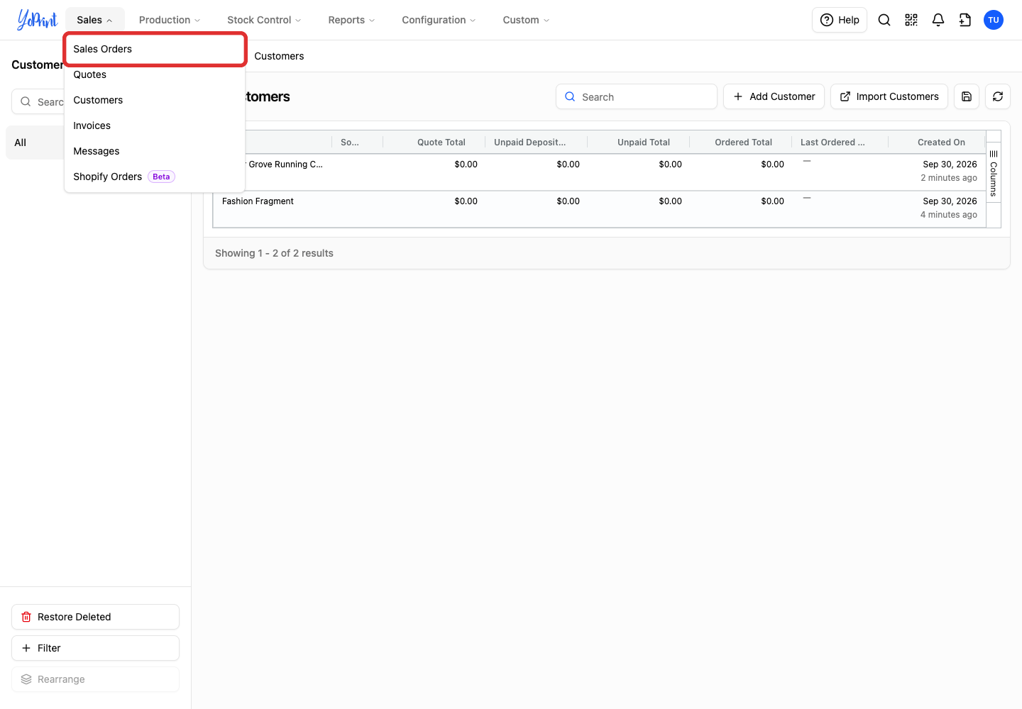 In the Sales menu, choose Sales Orders.