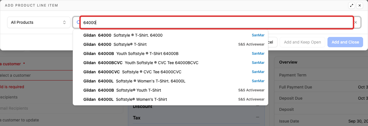 Catalog results for style 64000