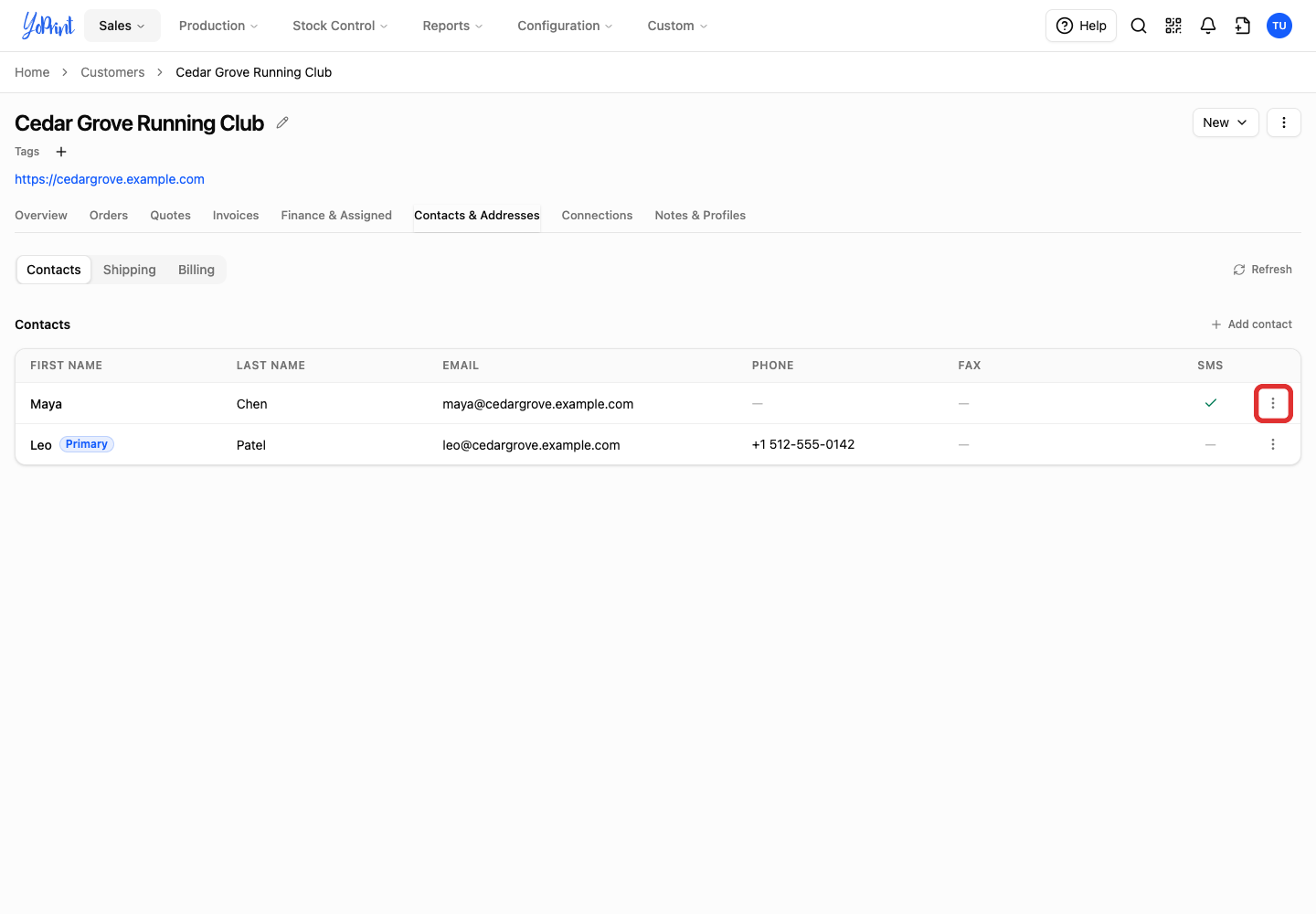 Open Maya’s contact menu