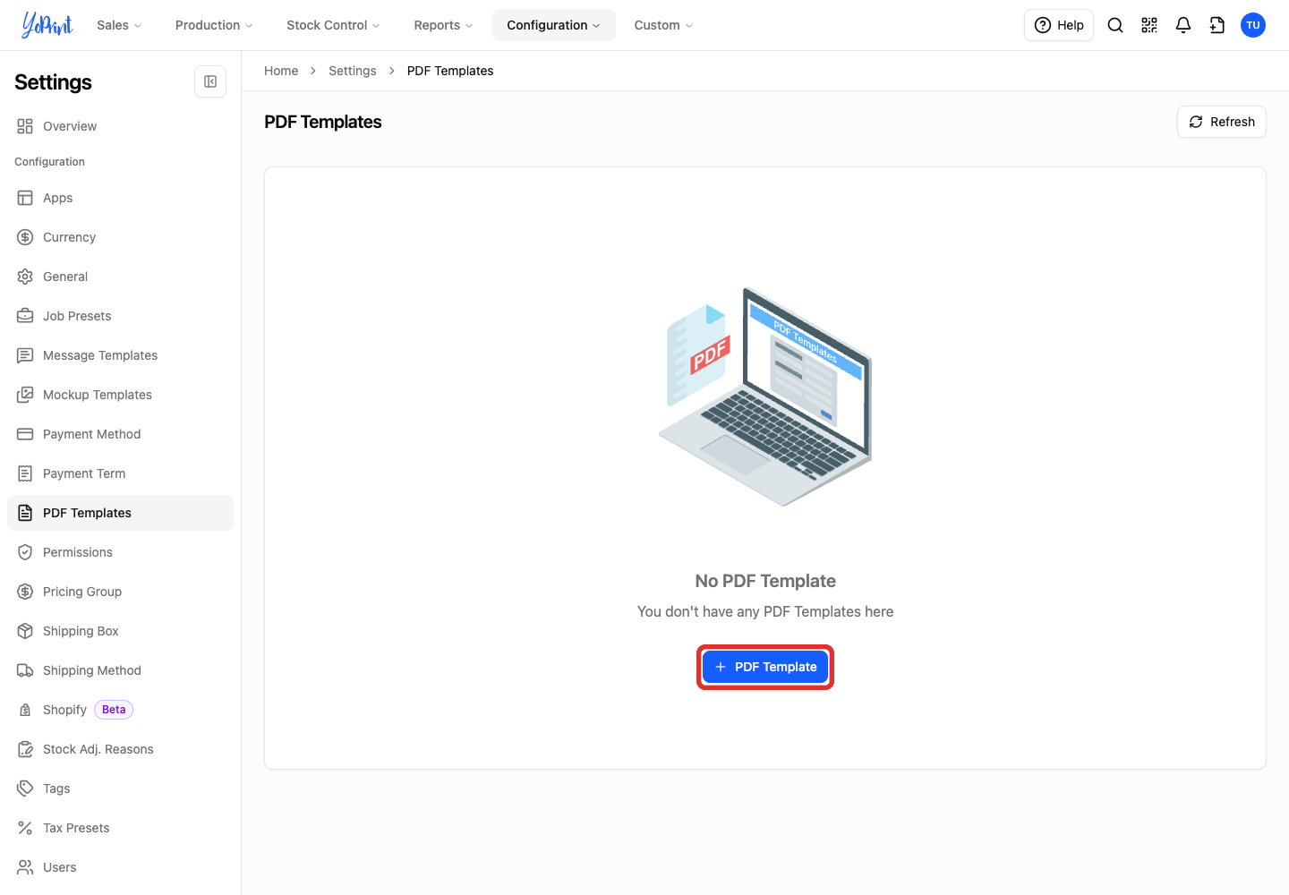 Create the first PDF template