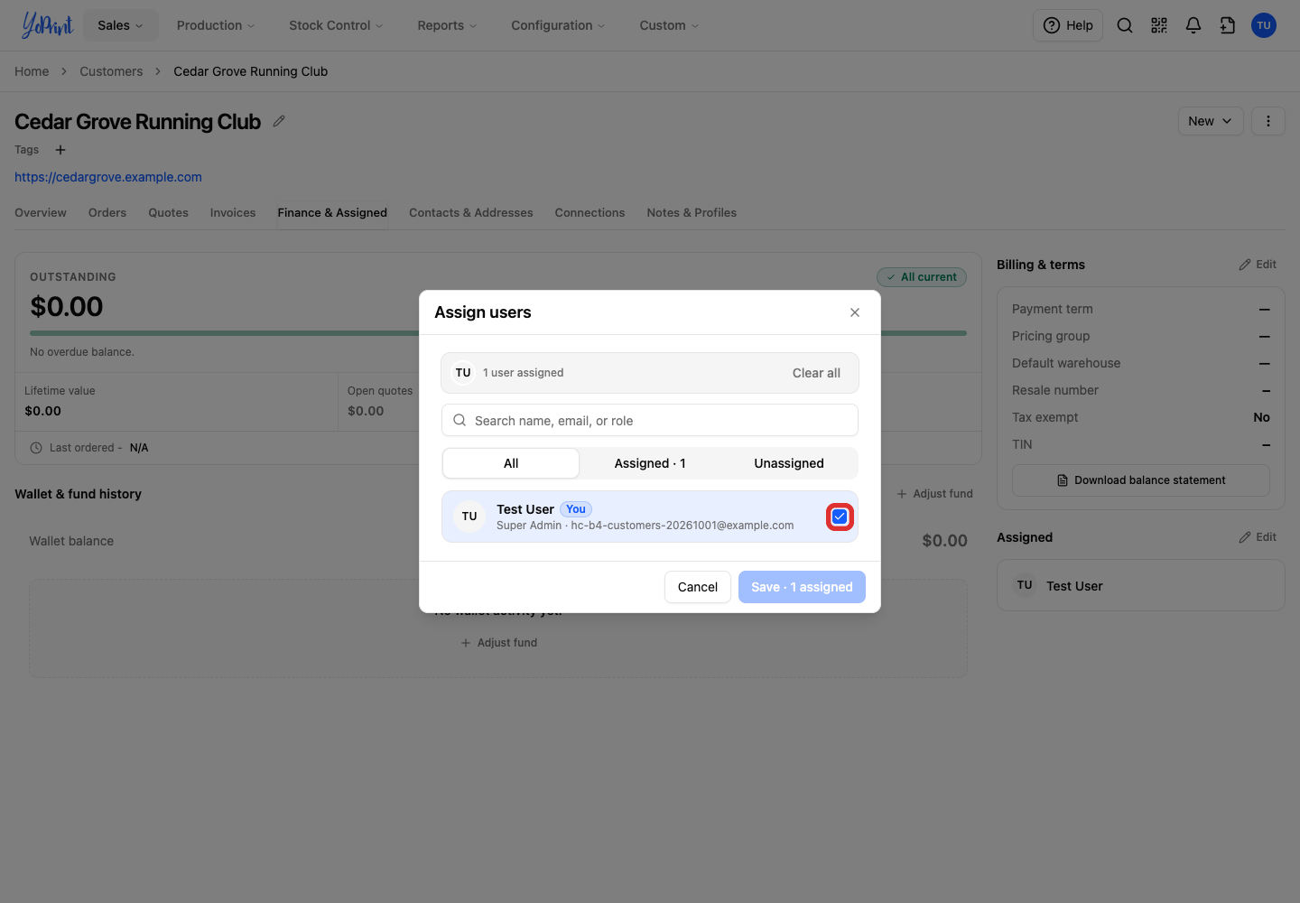 Clear an assigned member’s checkbox