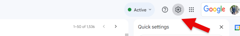 Gmail Settings gear
