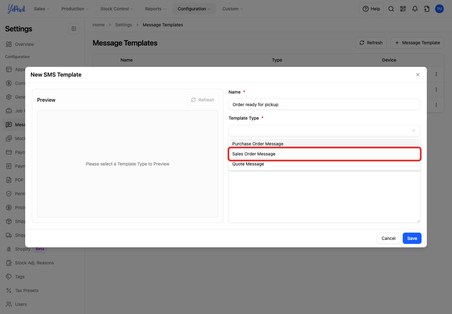 Select Sales Order Message