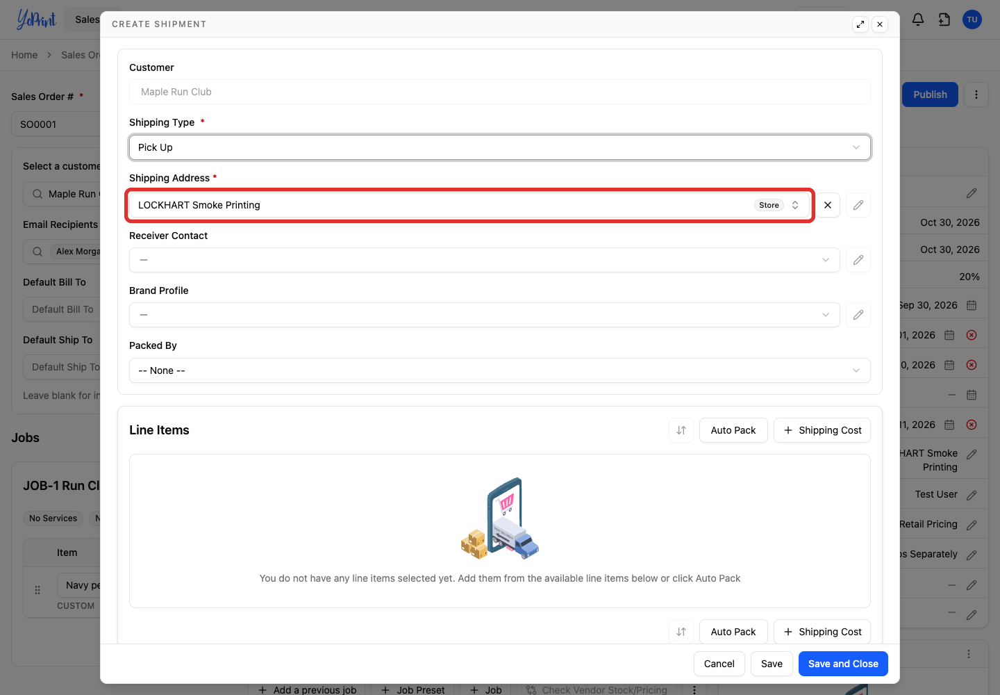 Shipping Address contains the shop location