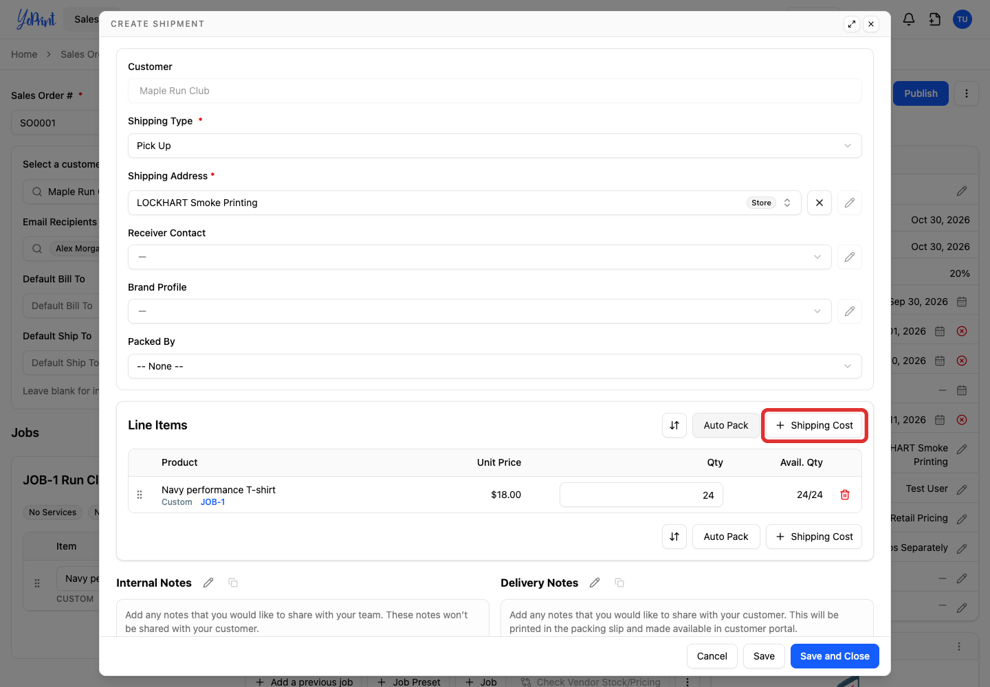 Shipping Cost beside Auto Pack