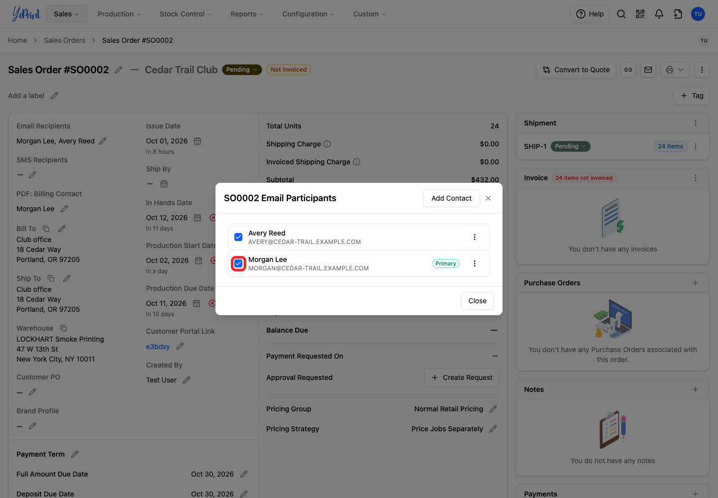 Clear Morgan Lee's recipient checkbox