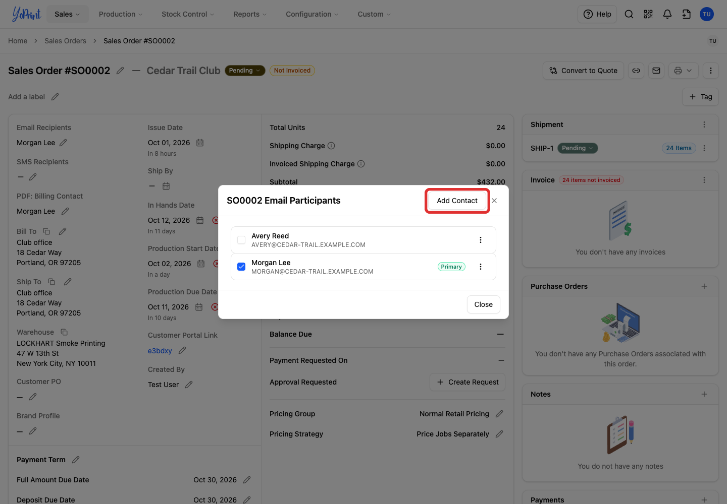 Add Contact in the recipient window