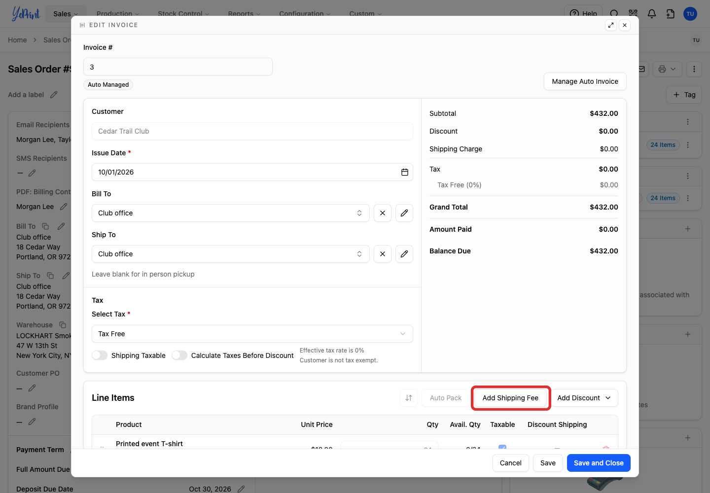 Add a manual shipping fee