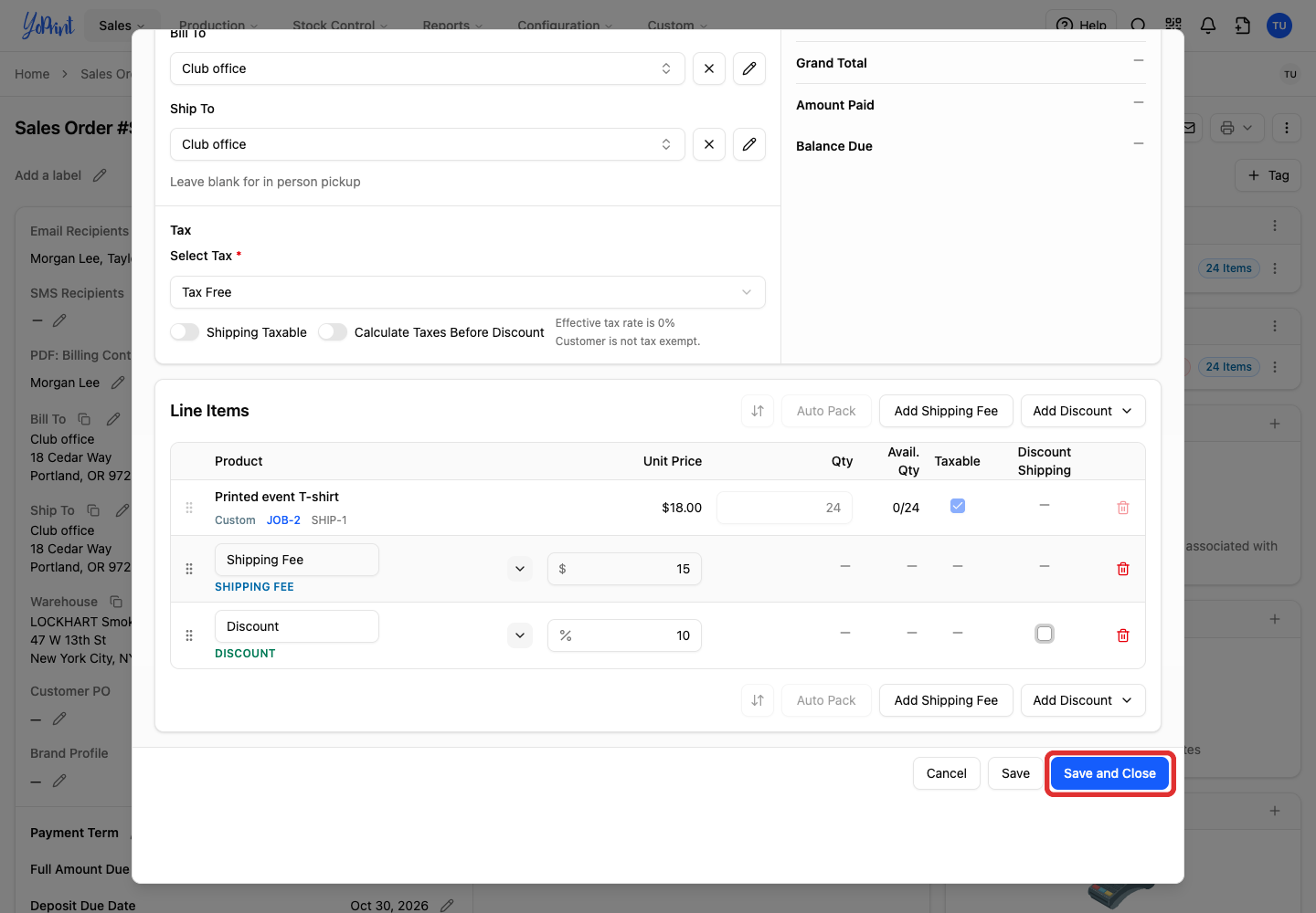 Save the invoice adjustments