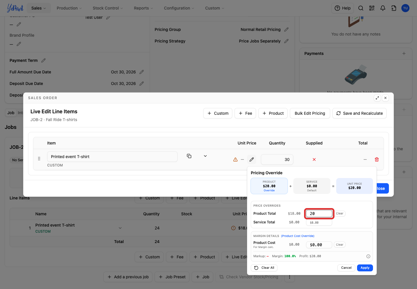 Enter the new product price