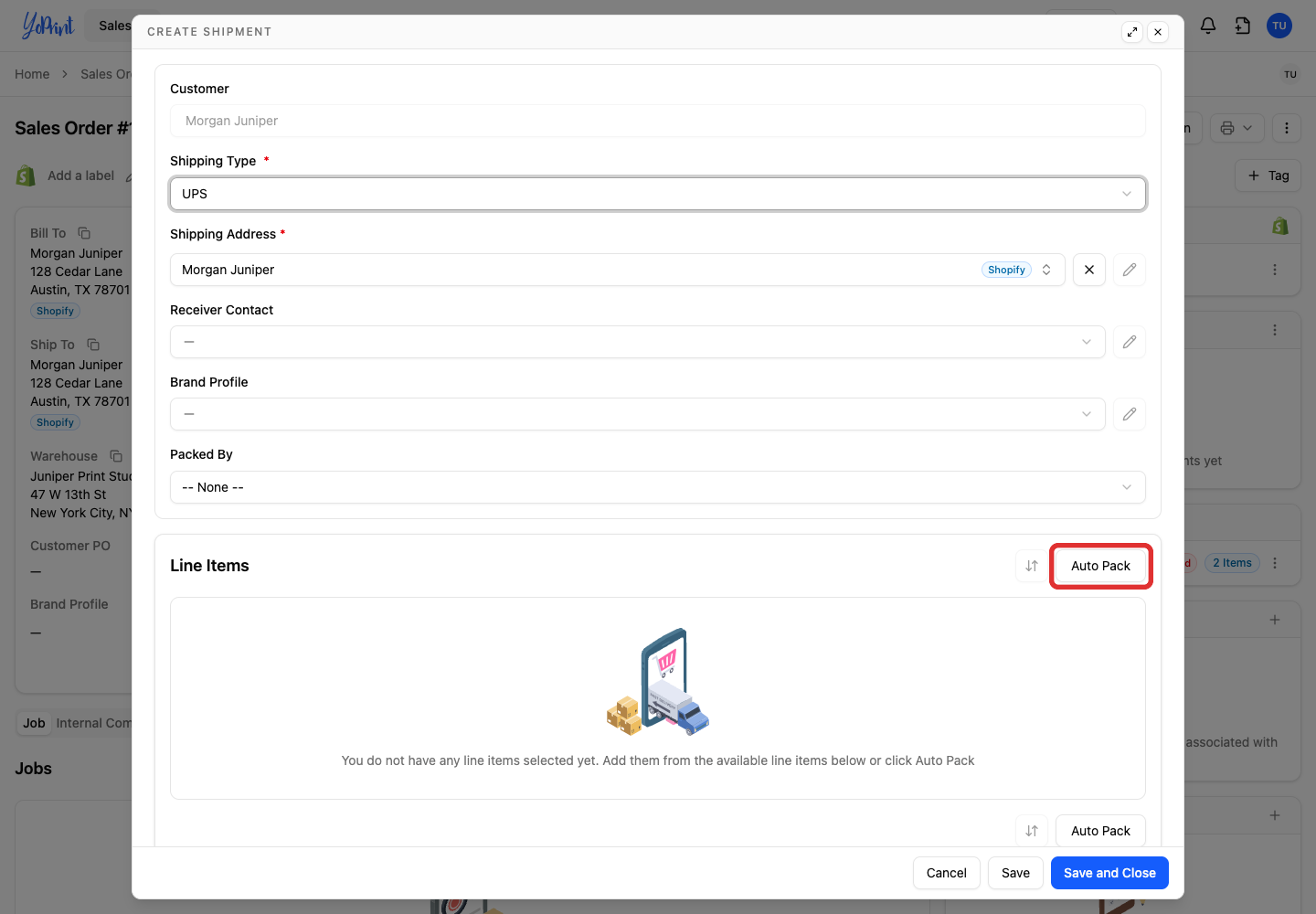 Auto Pack the order items