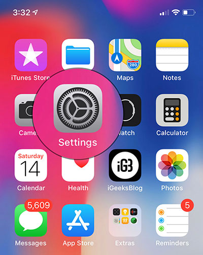 Settings icon on the iPhone home screen