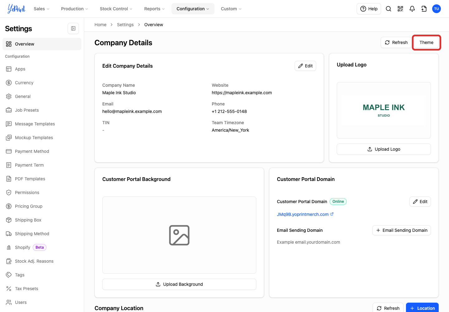 Theme on Company Details