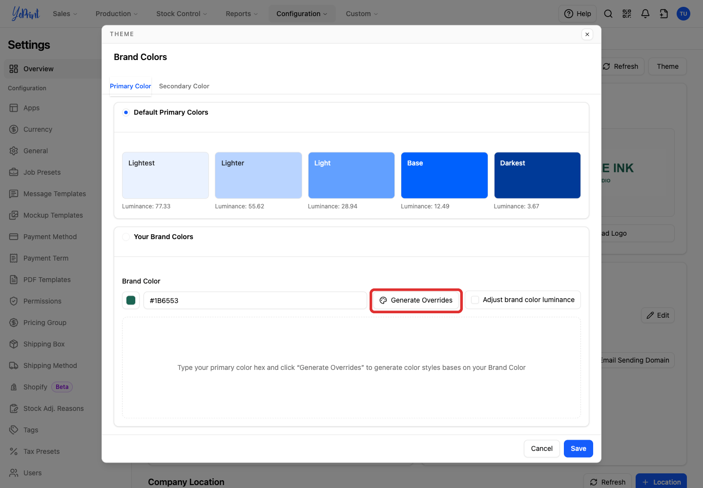 Generate Overrides in Theme