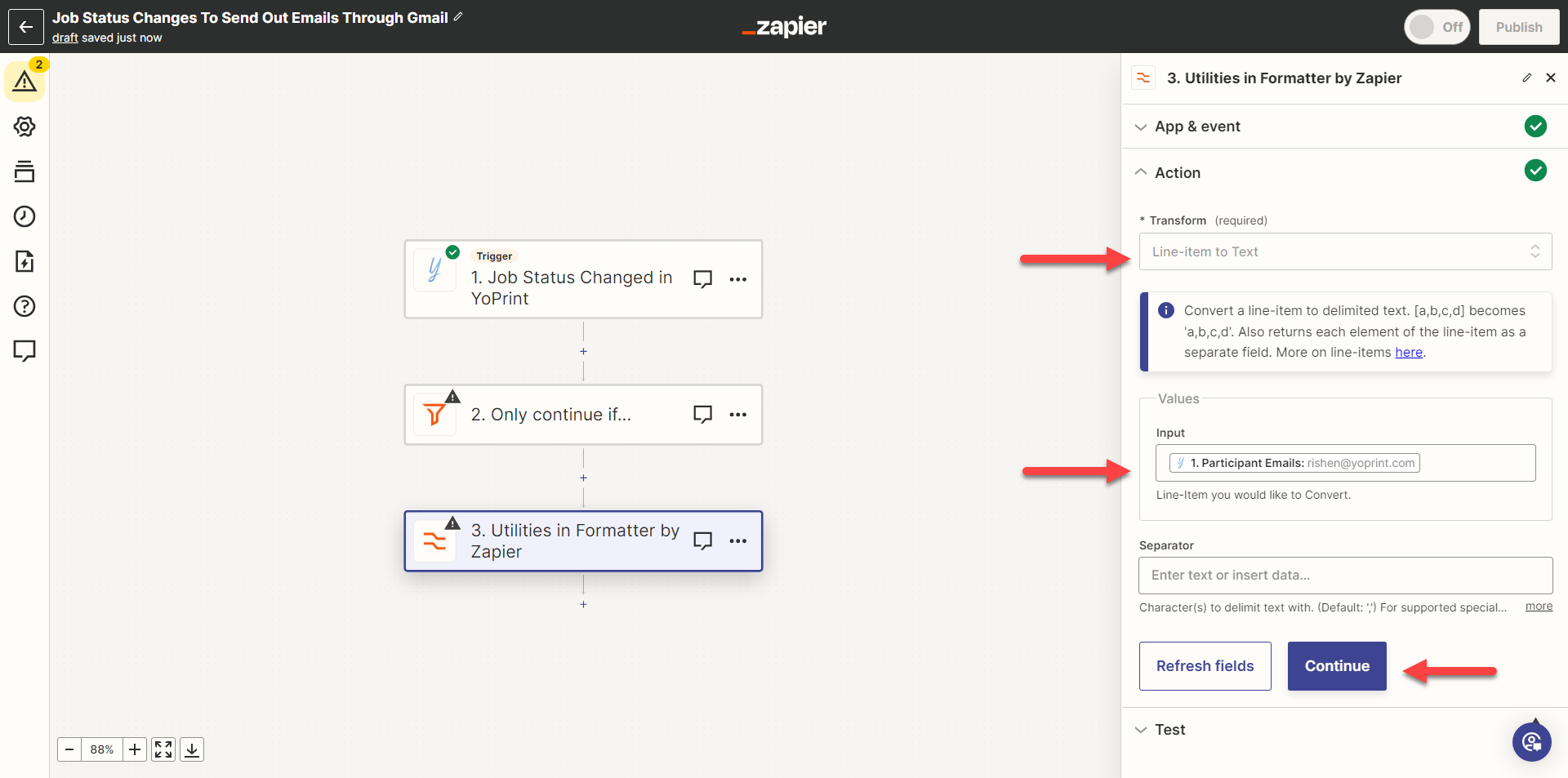 Convert Participant Emails with Line-item to Text