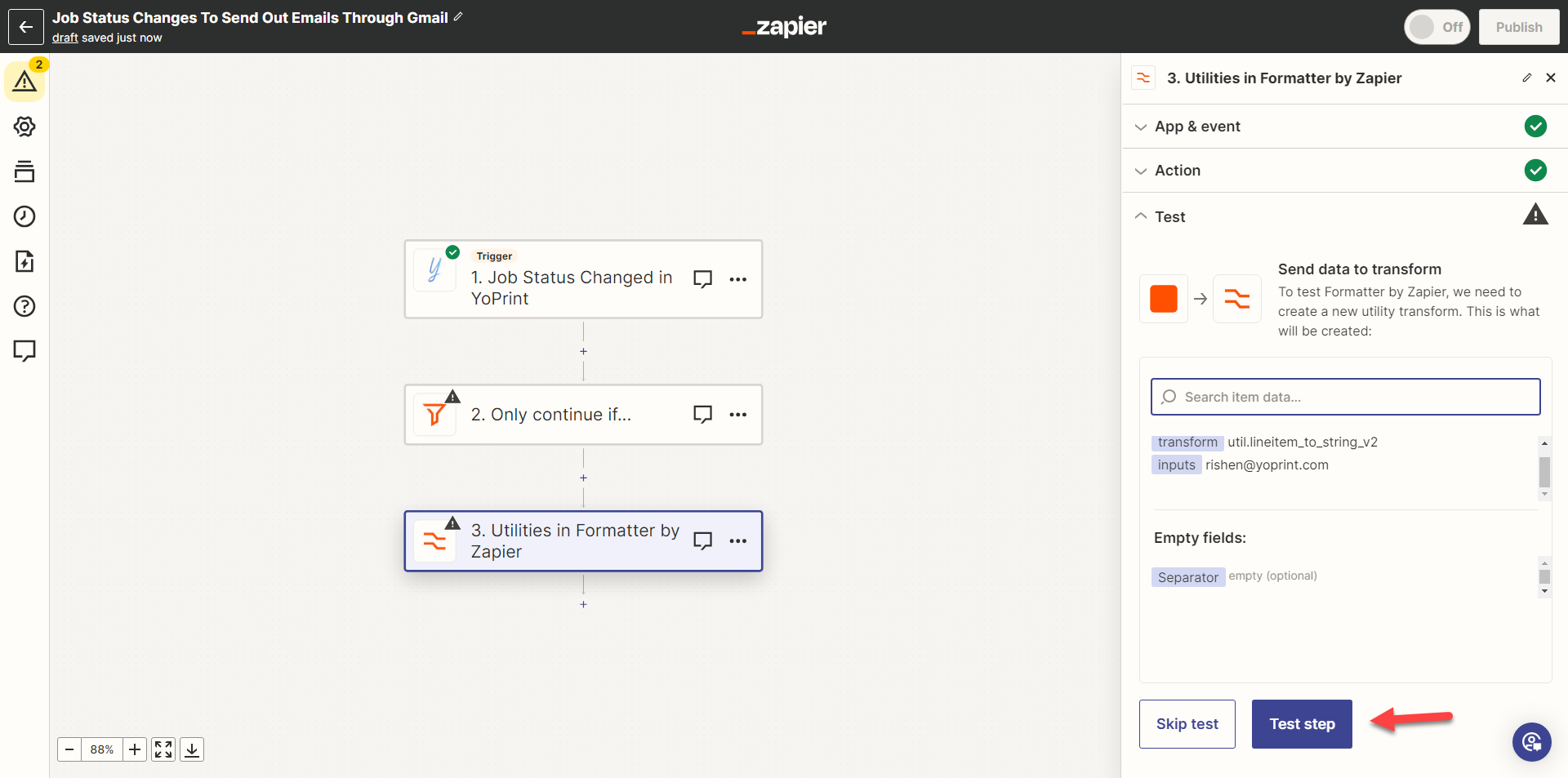 Test the email-list conversion