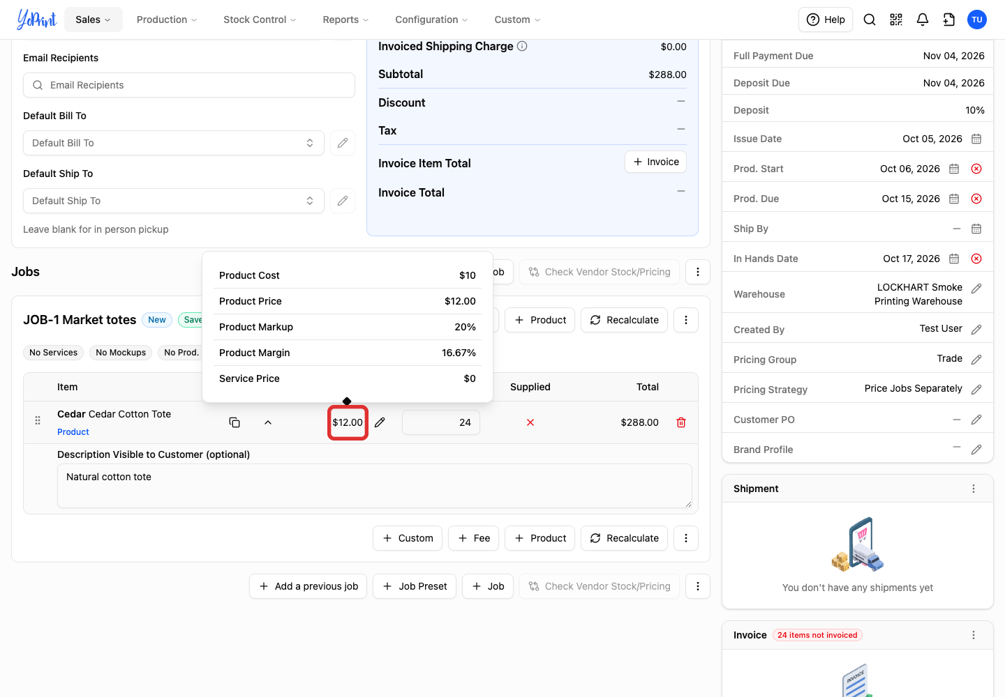 Trade price breakdown with a 20 percent product markup