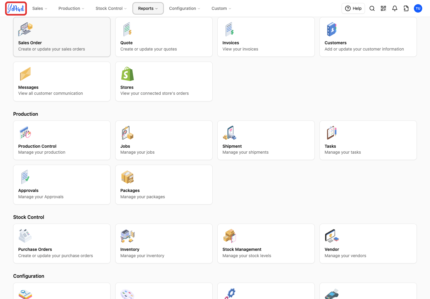 The YoPrint logo returns to the dashboard