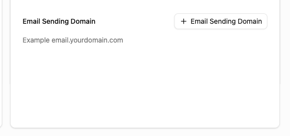 Email Sending Domain card with no domain configured