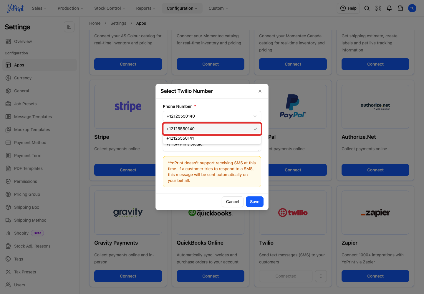 Phone number choices