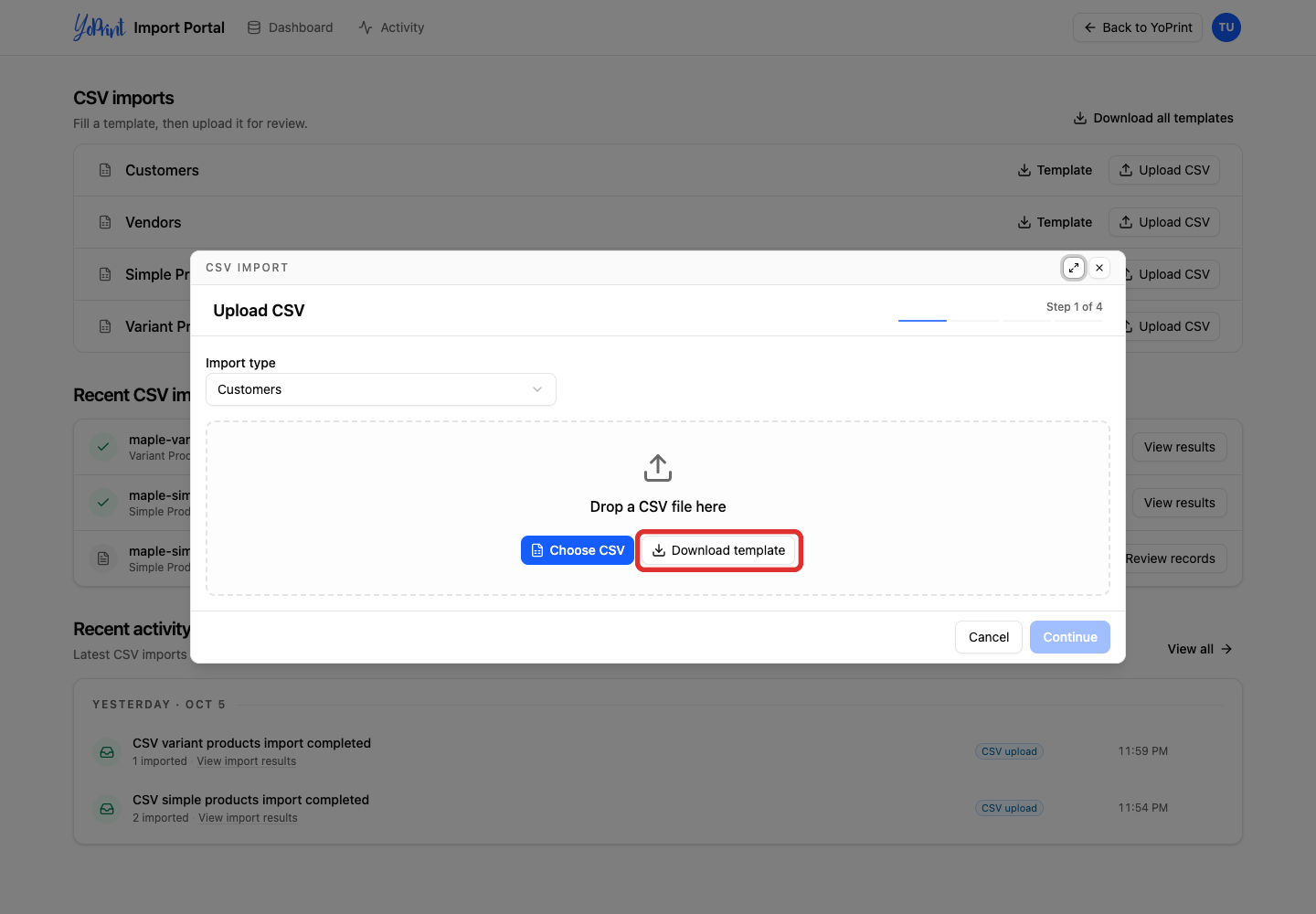 Download the current customer template