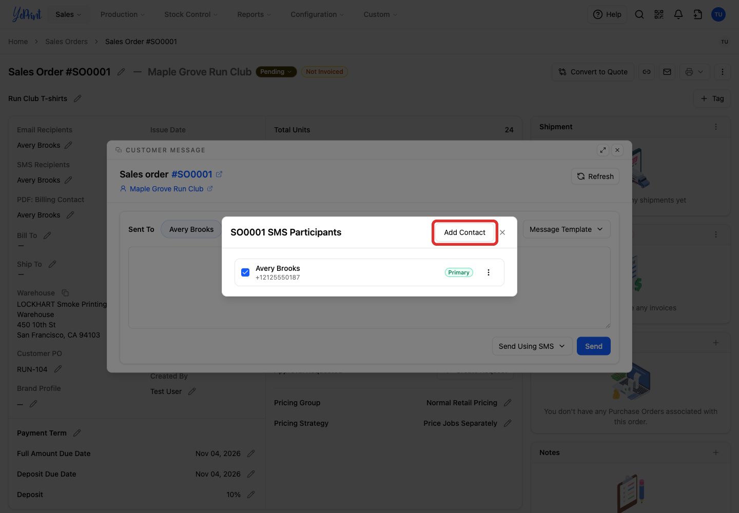Add Contact in Participants