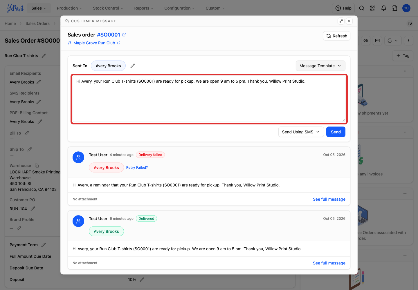 Review and edit the SMS text