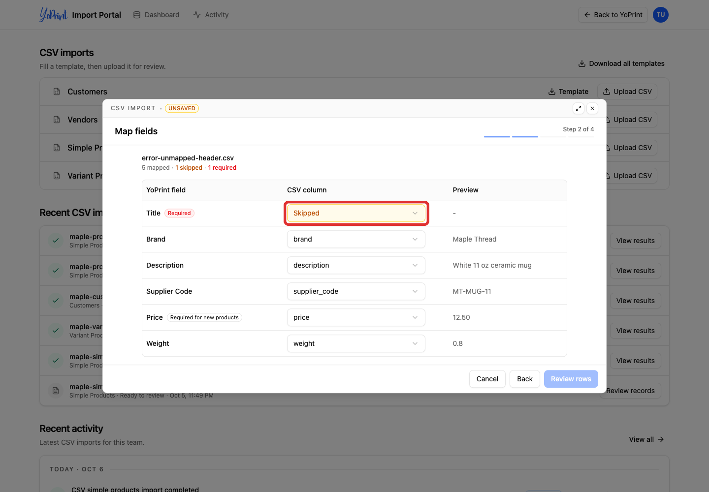 Open the required Title field’s column selector