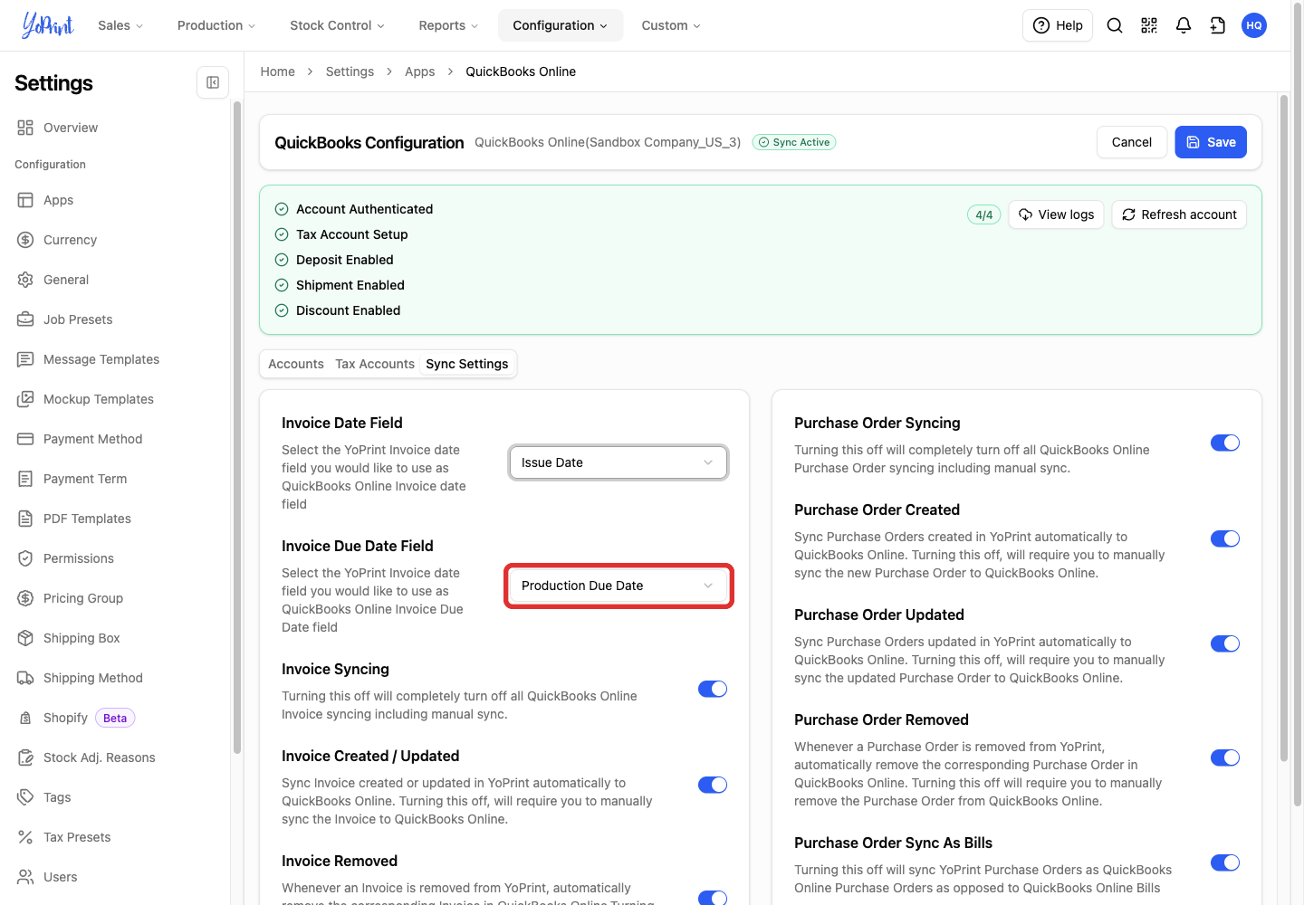Invoice Due Date Field selector