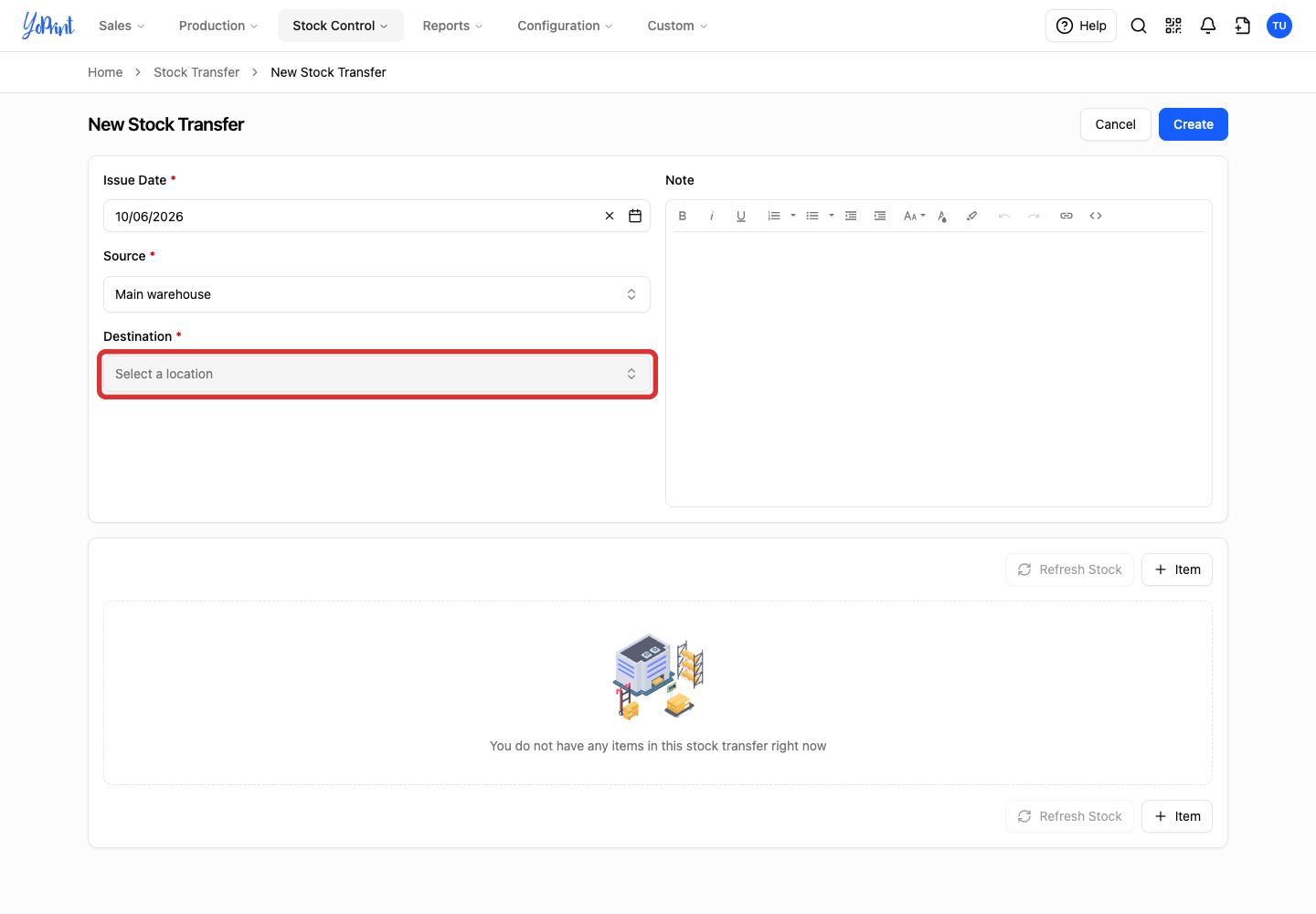 Destination selector
