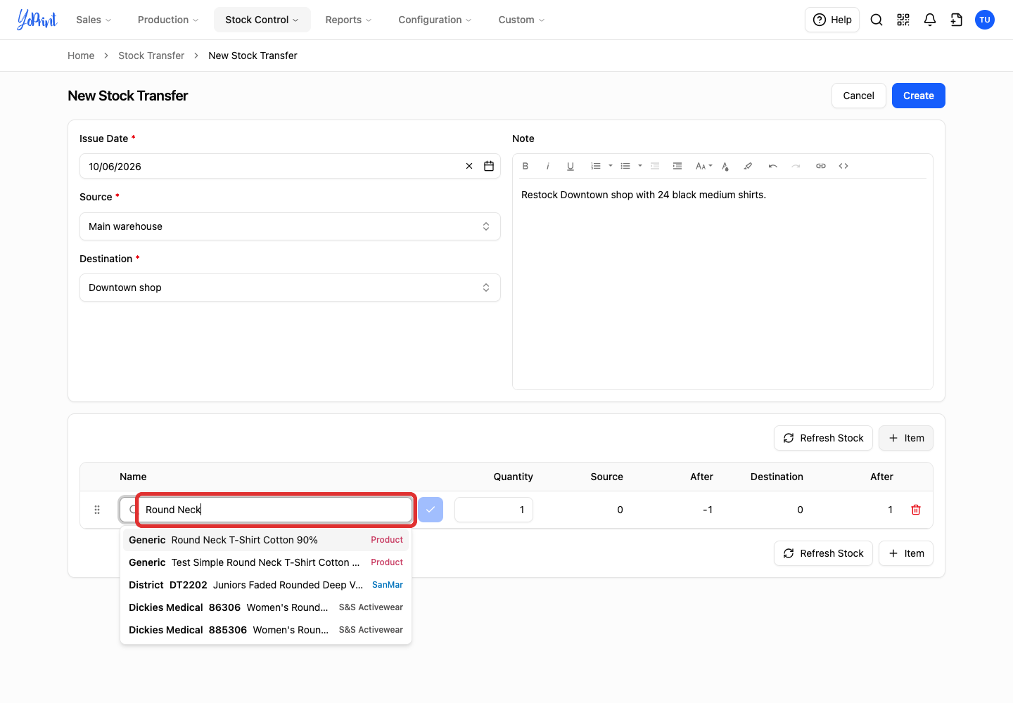 Product search field