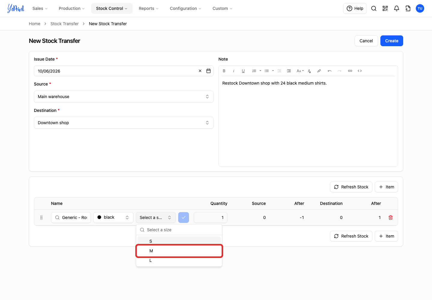 Medium size option