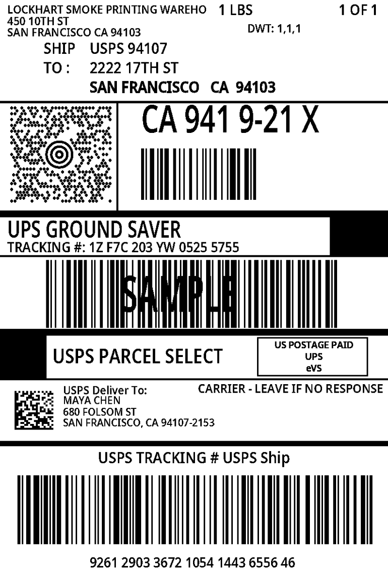 The shipping label PDF