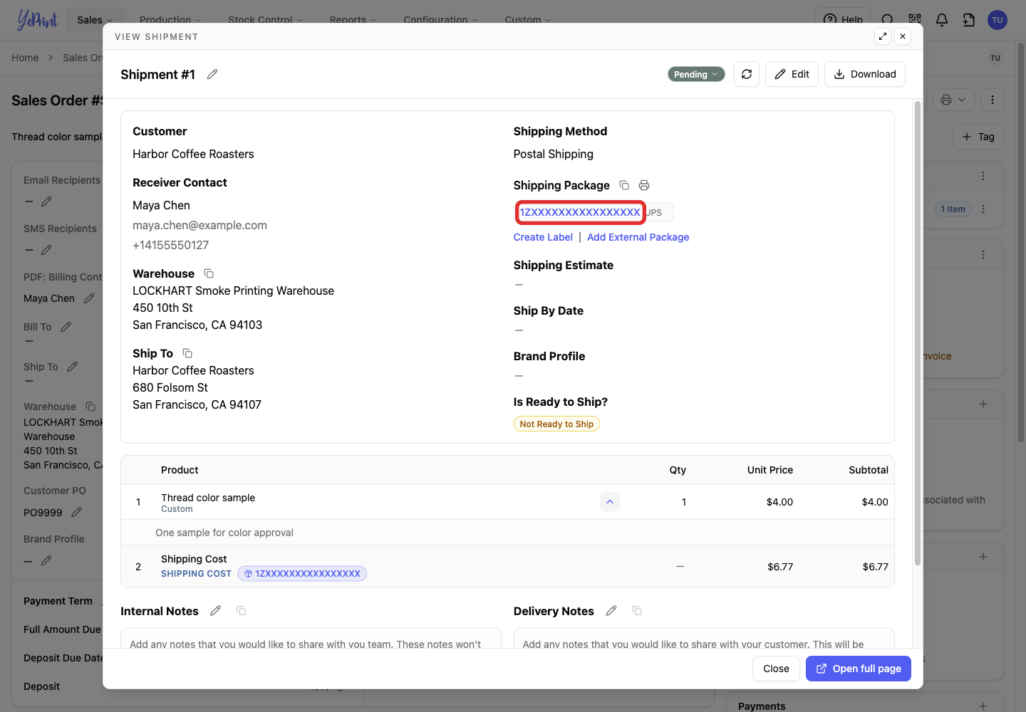 Reopen the purchased label from its tracking number