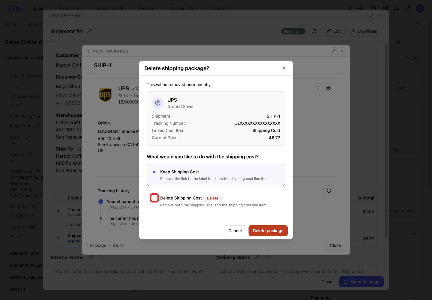 Choose what happens to the linked shipping cost