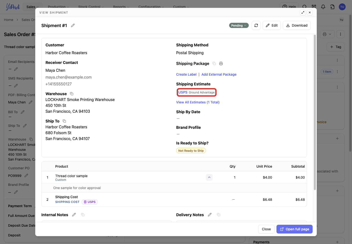 Open the saved estimate