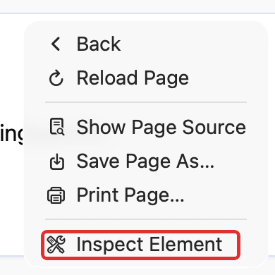 Inspect Element in Safari's context menu