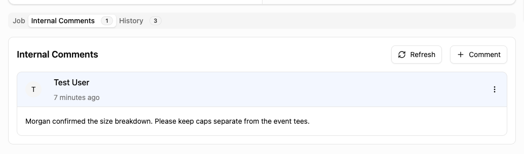 Leave order updates for the team on sales order SO0001
