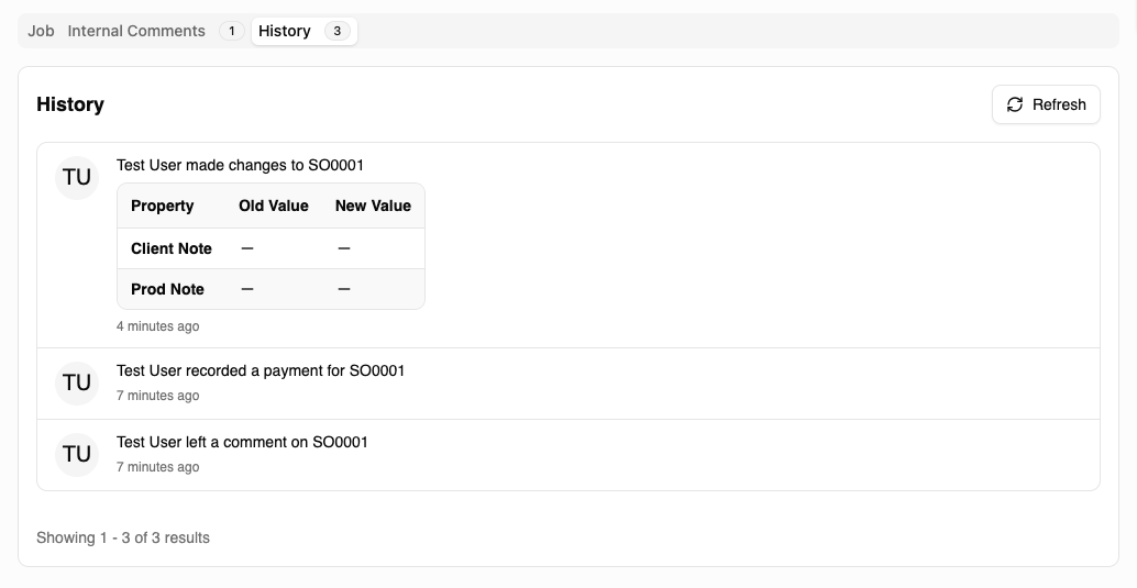 See what changed on the order on sales order SO0001