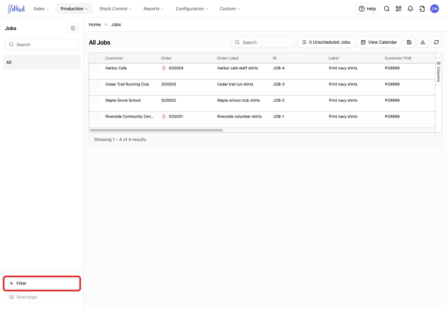 Add a filter on the Jobs list.