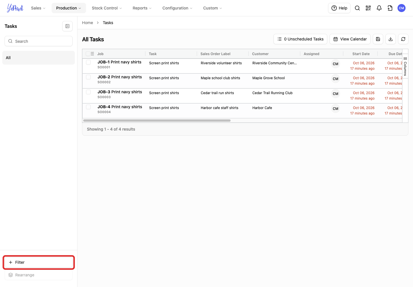 Add a filter on the Tasks list.