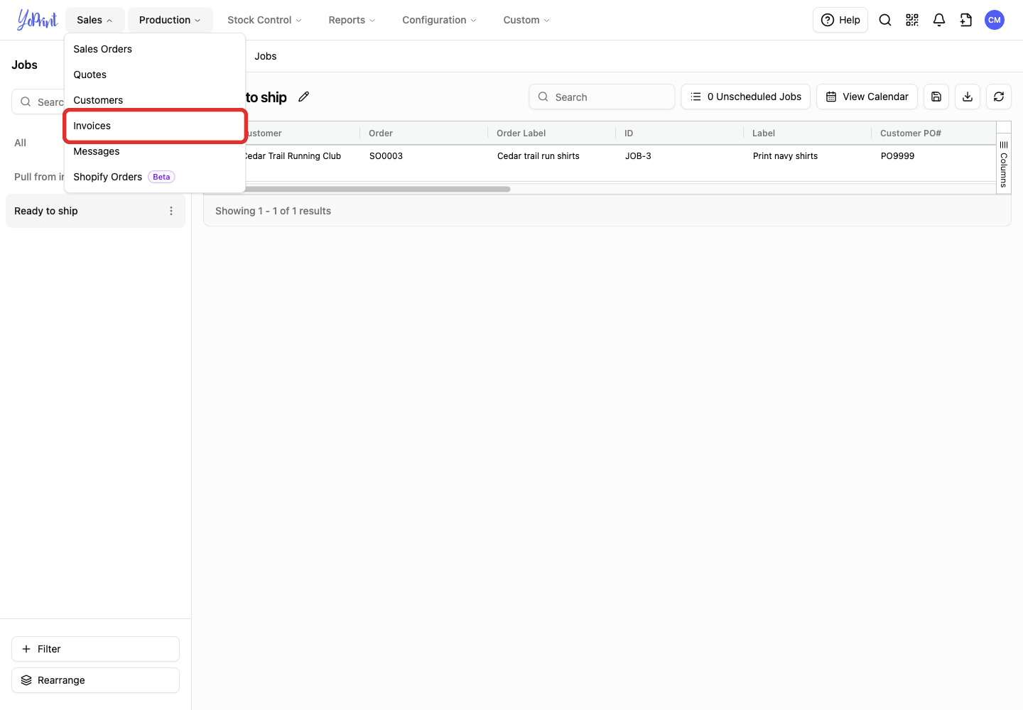 Invoices in the Sales menu.