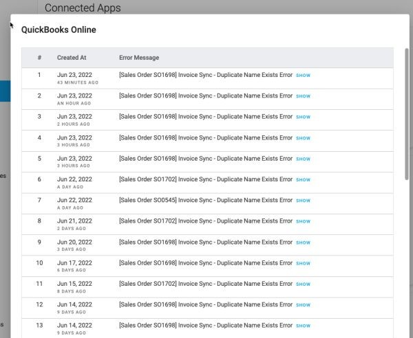 Duplicate Name Exists Error in QuickBooks log