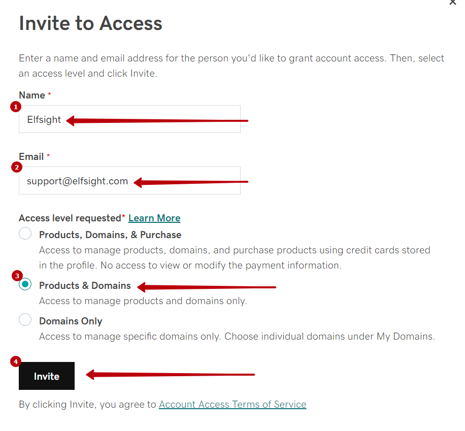 How to provide access to your GoDaddy website - Elfsight Help Center