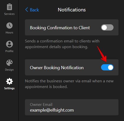 Notifications section