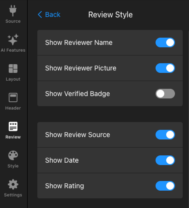Review element toggles