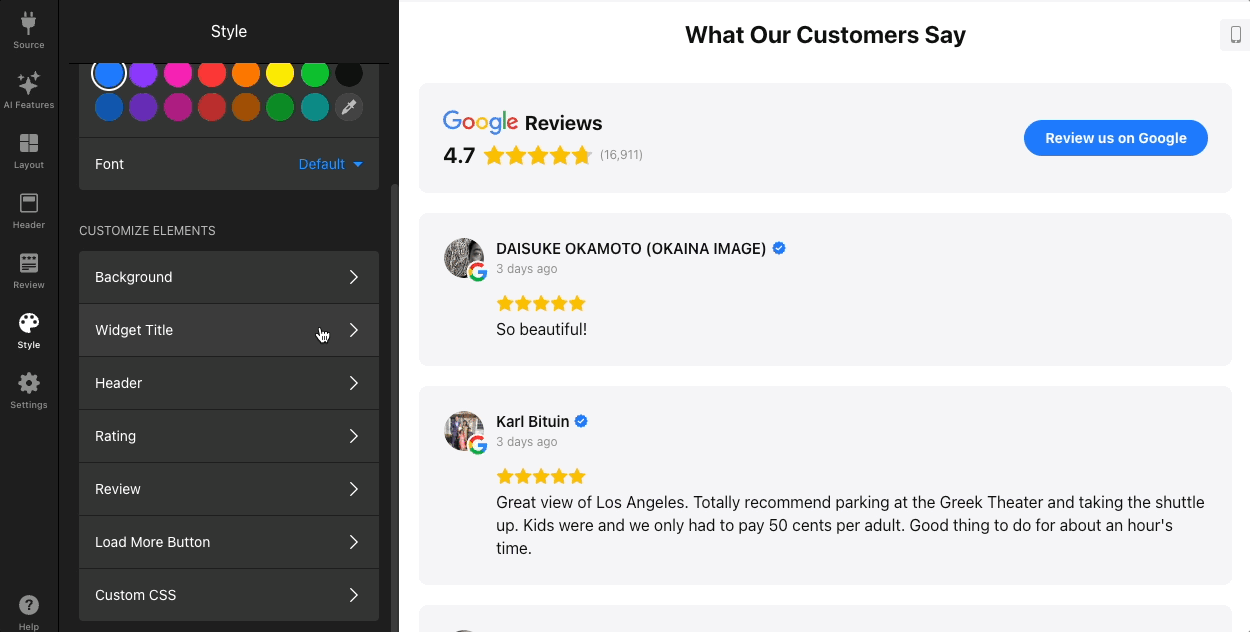 Style customization screencast