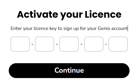 Image showing the Redeem Licence page